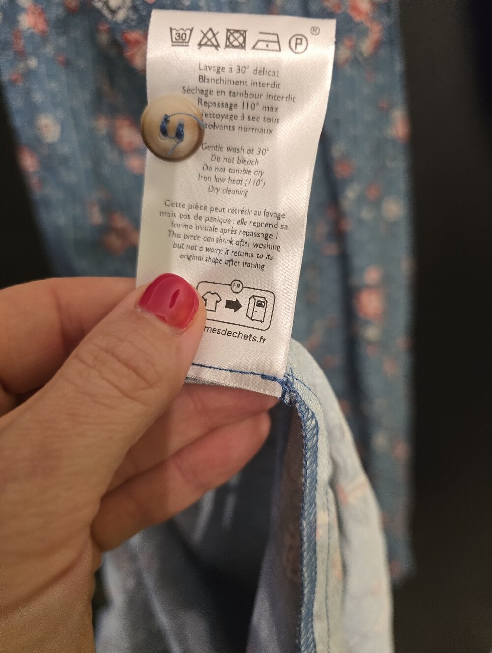 Sézane Lauretta Midi Shirt Dress in a blue and pink floral print Size 38 - Picture 6 of 7